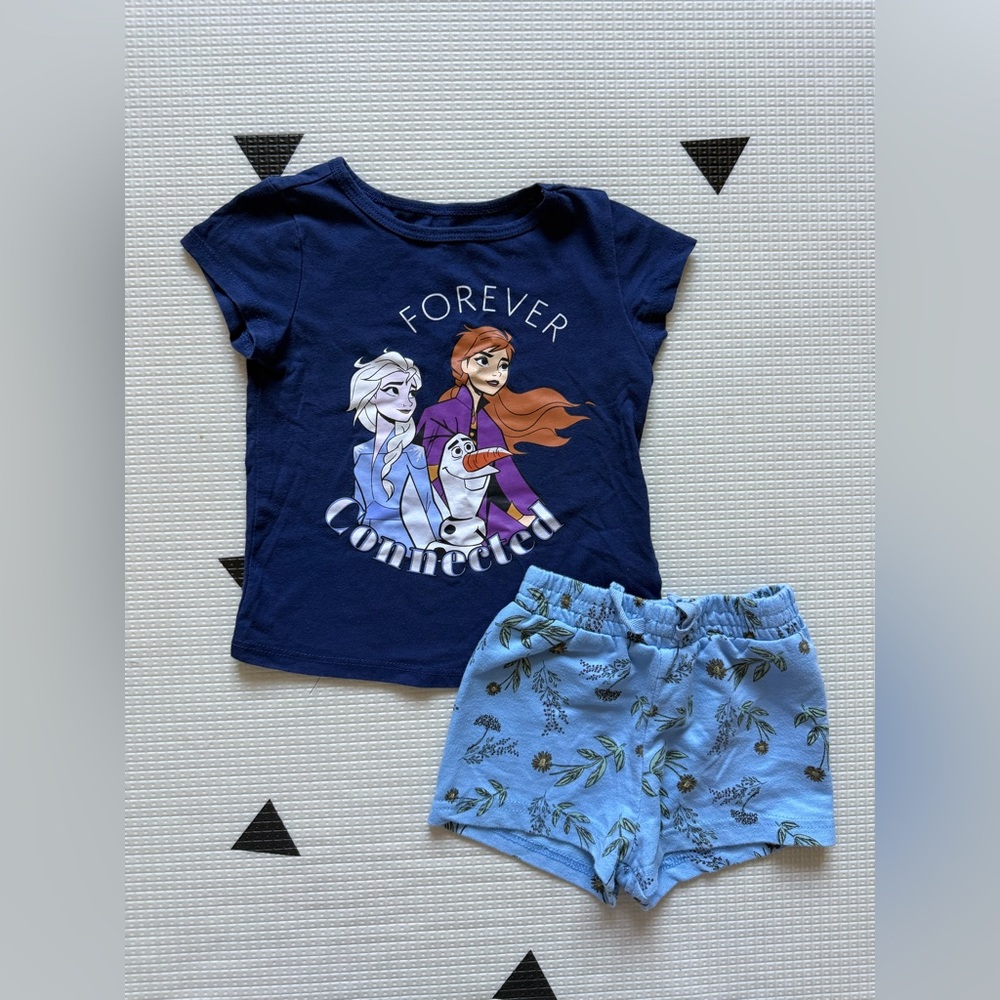 Frozen|Baby girl/toddler Summer set,Blue Graphic T-Shirt & matching Shorts•••3T
